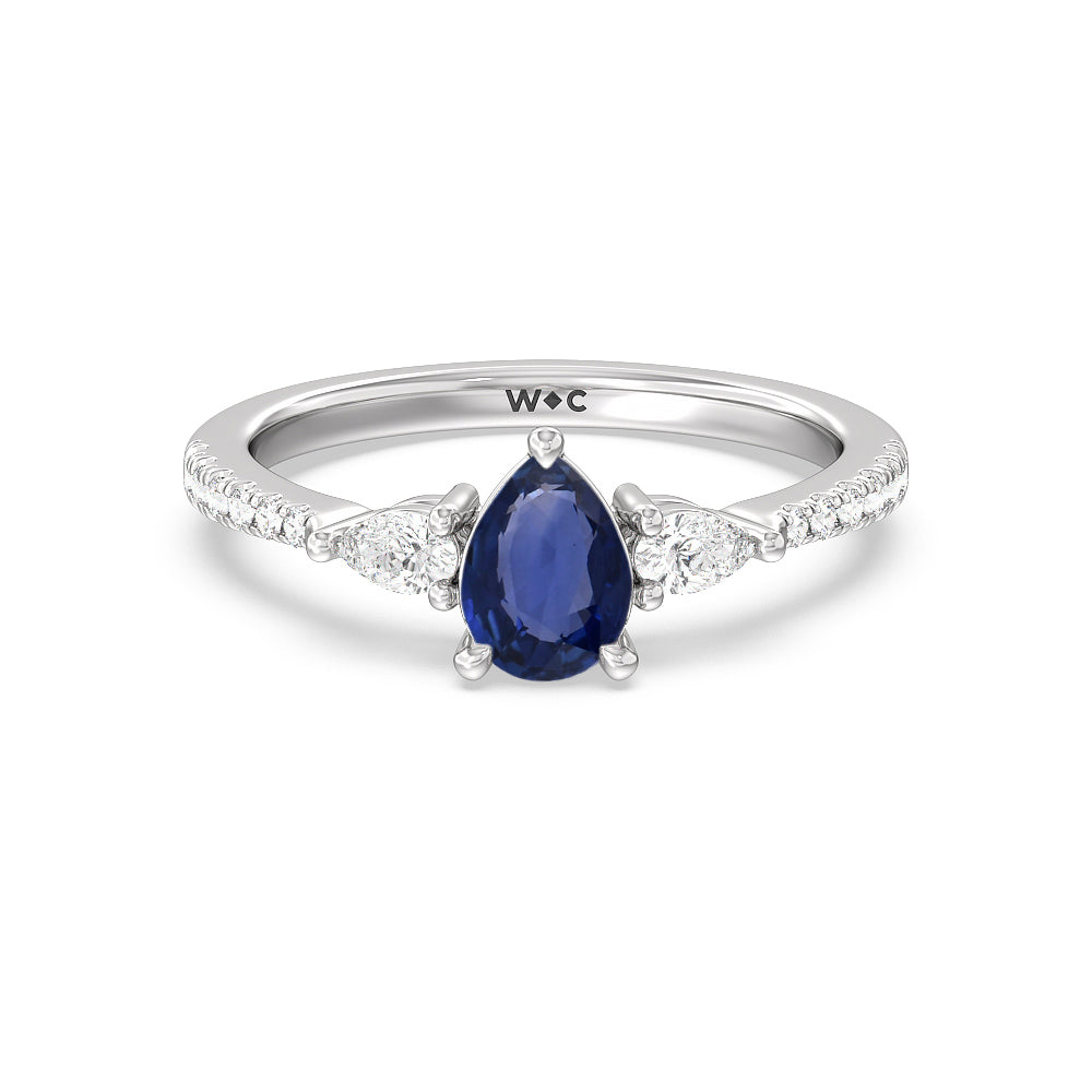 Pear Sapphire Three Stone Ring