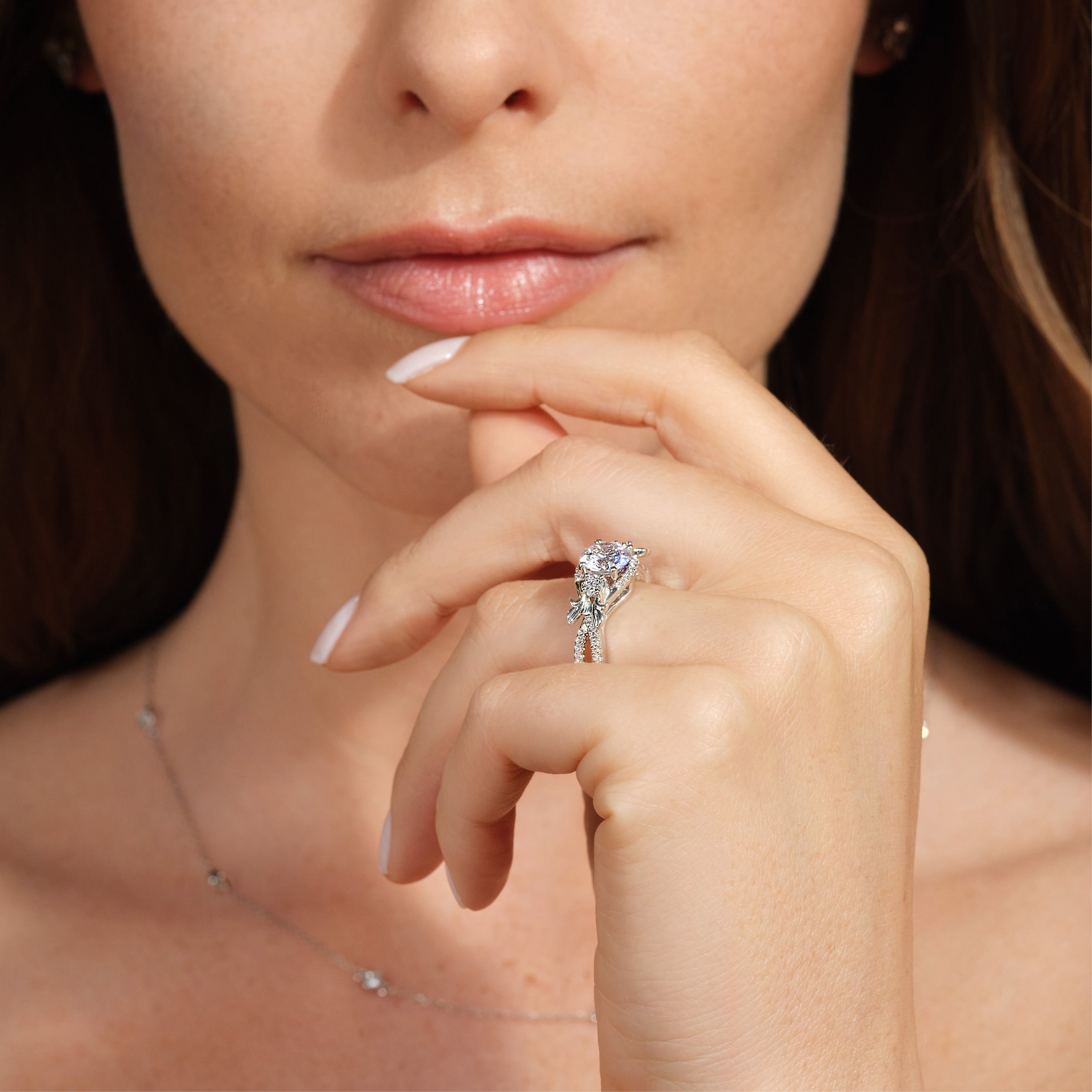 Three Stone Split Shank Diamond Engagement Ring