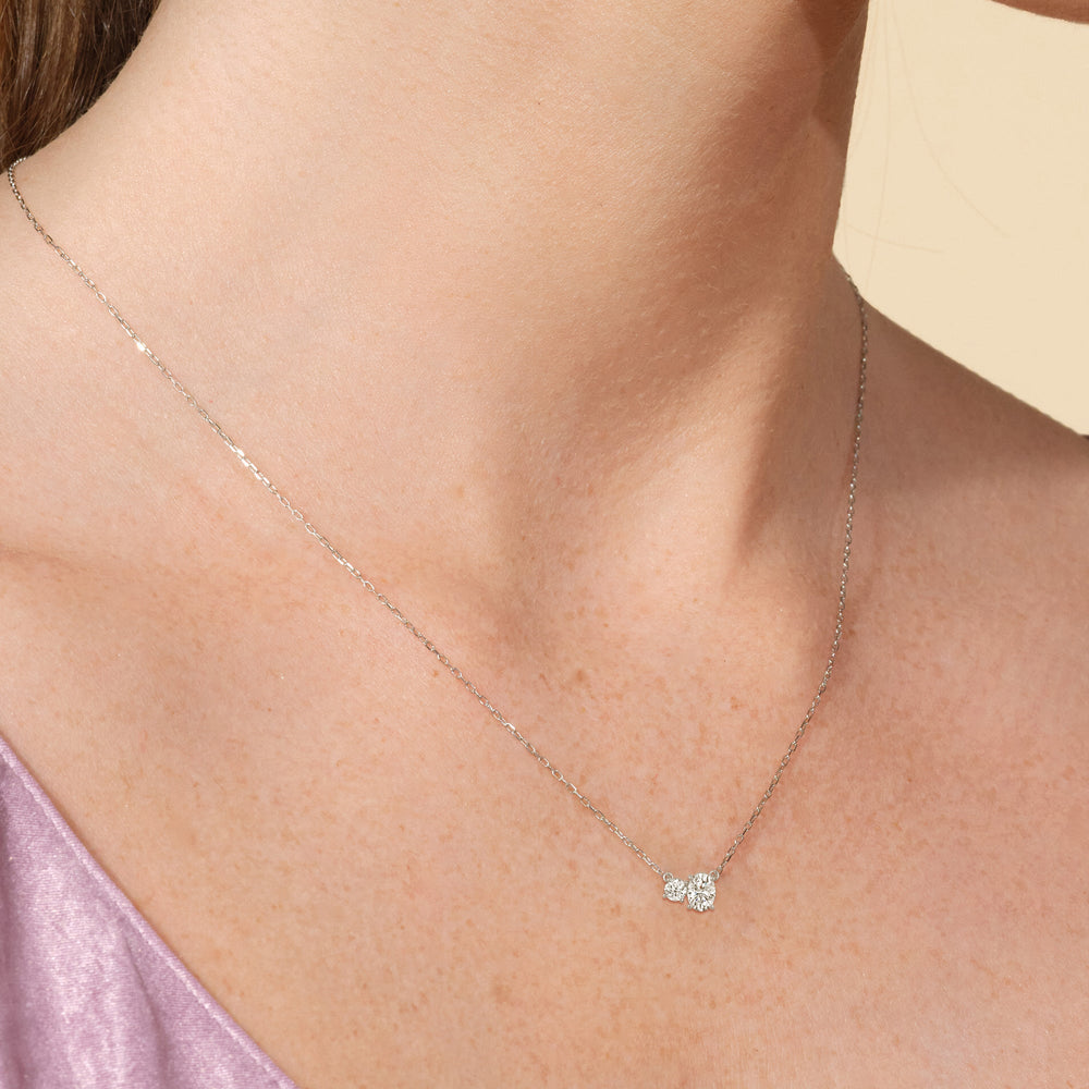 Duet Oval Necklace with 14KT Yellow Gold / Lab / 1 Cut Diamond in 14KT Yellow Gold / Lab / 1 view 2
