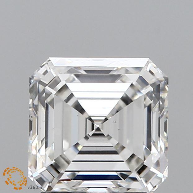 2.1 Carat Asscher Lab Diamond with  Cut Diamond in 14KT  view 1
