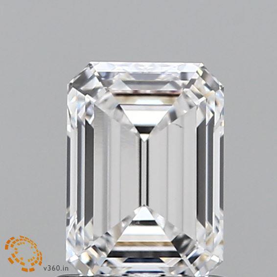 1.2 Carat Emerald Lab Diamond with  Cut Diamond in 14KT  view 1
