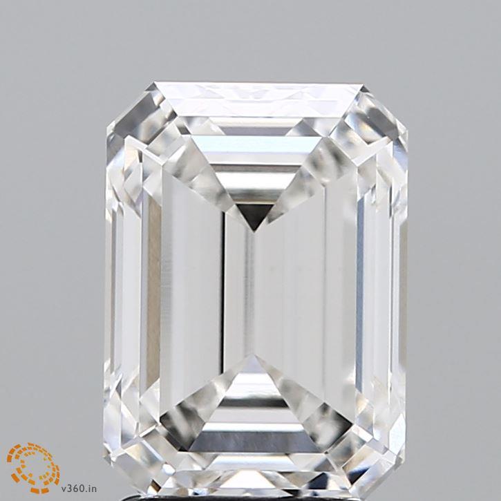3.04 Carat Emerald Lab Diamond with  Cut Diamond in 14KT  view 1
