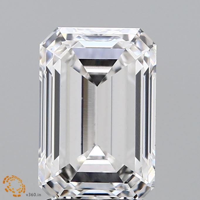 2.51 Carat Emerald Lab Diamond with  Cut Diamond in 14KT  view 1
