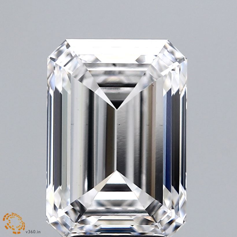 4.06 Carat Emerald Lab Diamond with  Cut Diamond in 14KT  view 1
