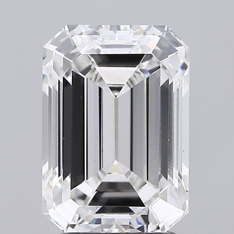 3.01 Carat Emerald Lab Diamond with  Cut Diamond in 14KT  view 1

