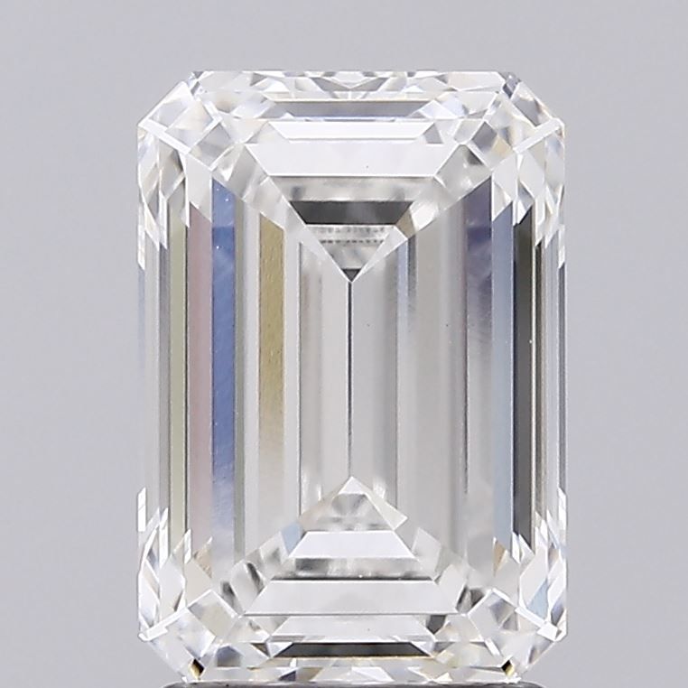 2.43 Carat Emerald Lab Diamond with  Cut Diamond in 14KT  view 1
