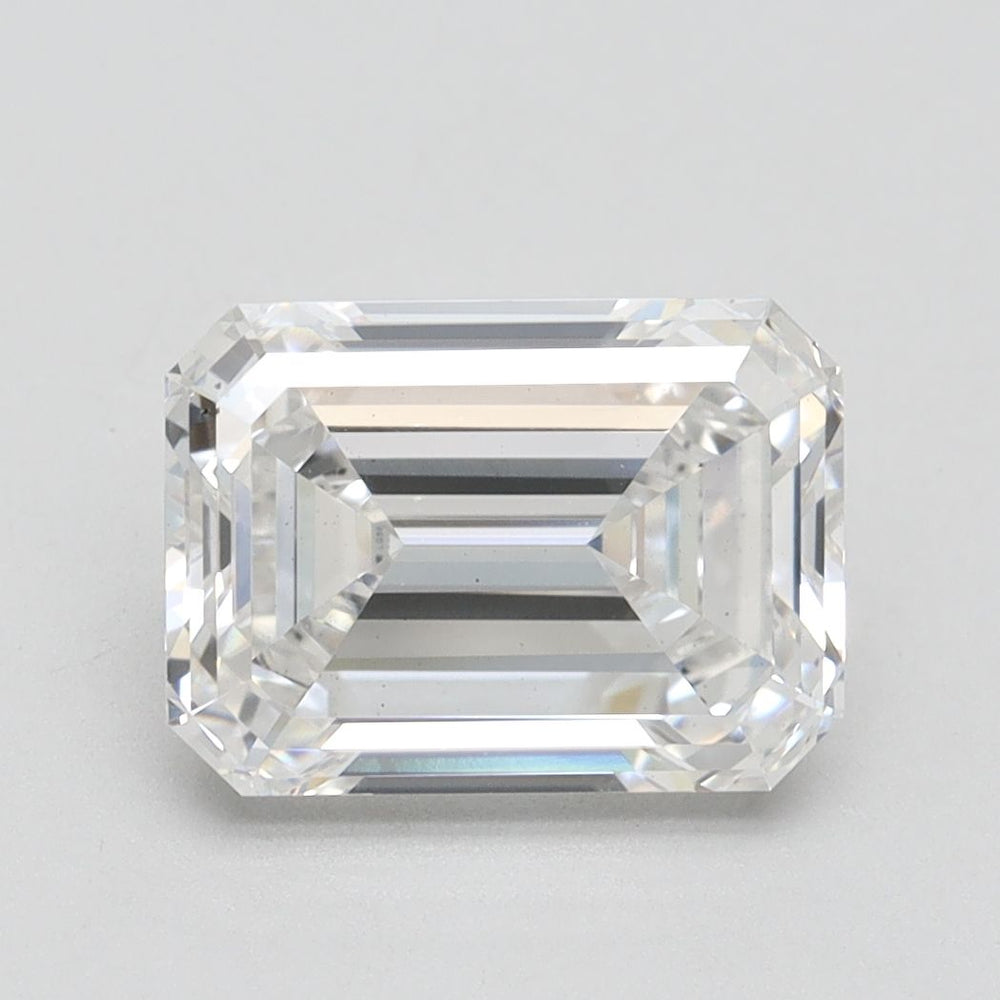 3.06 Carat Emerald Lab Diamond with  Cut Diamond in 14KT  view 1
