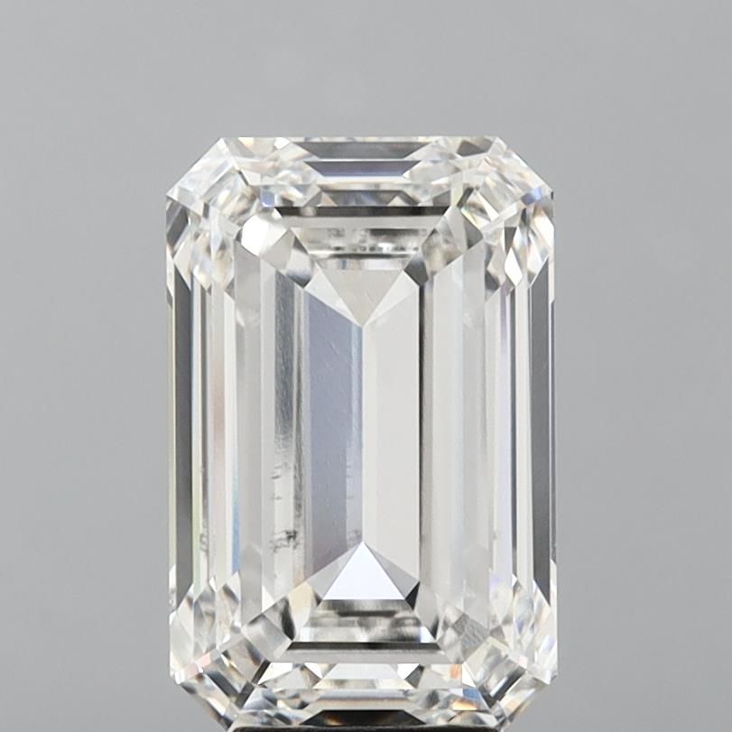 8.01 Carat Emerald Lab Diamond with  Cut Diamond in 14KT  view 1
