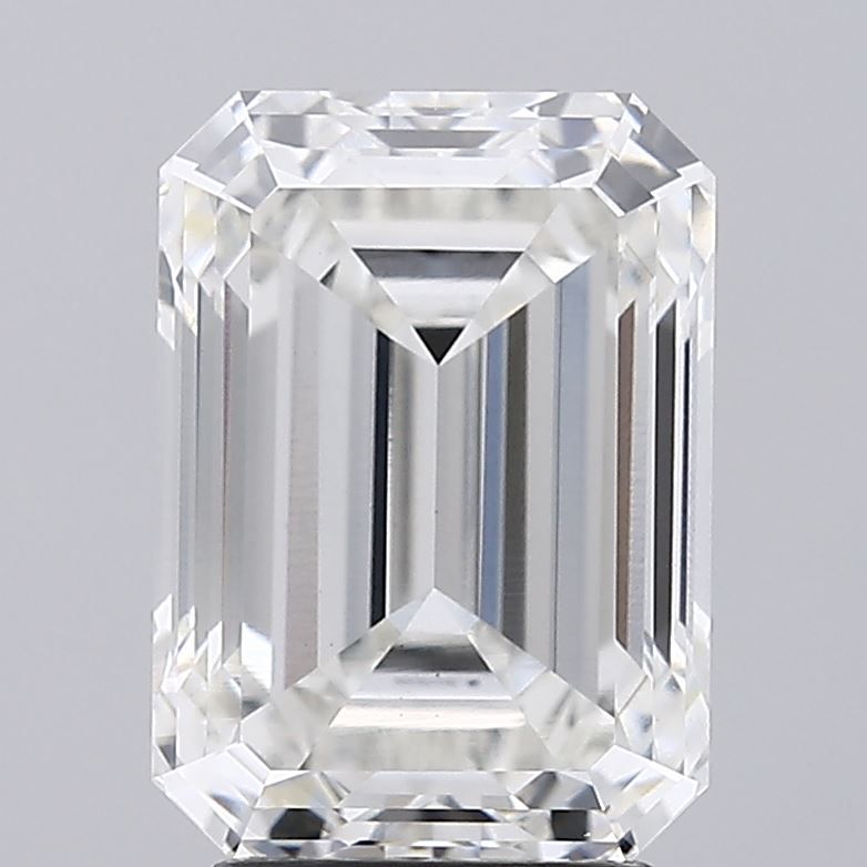 3.73 Carat Emerald Lab Diamond with  Cut Diamond in 14KT  view 1
