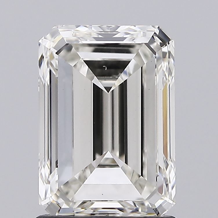 1.7 Carat Emerald Lab Diamond with  Cut Diamond in 14KT  view 1

