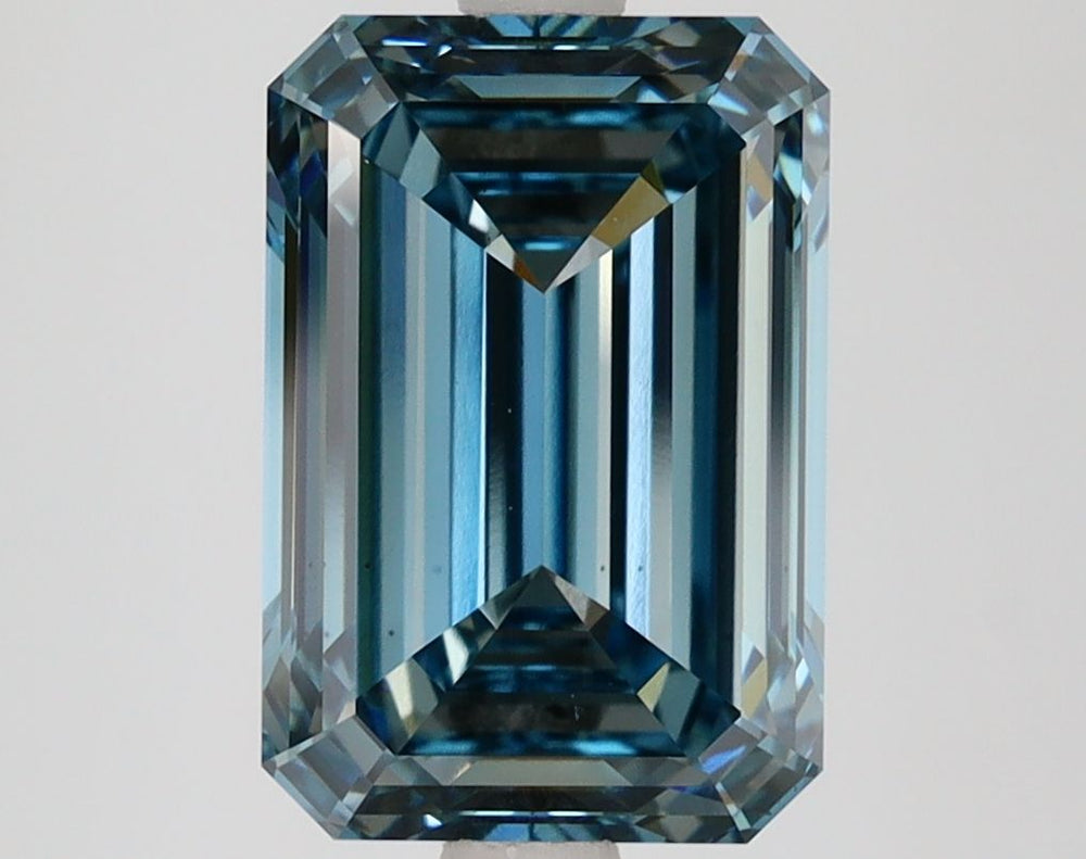 3.7 Carat Emerald Lab Diamond with  Cut Diamond in 14KT  view 1
