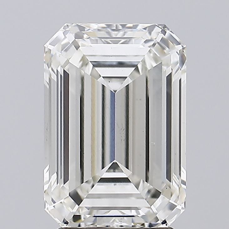 3.02 Carat Emerald Lab Diamond with  Cut Diamond in 14KT  view 1
