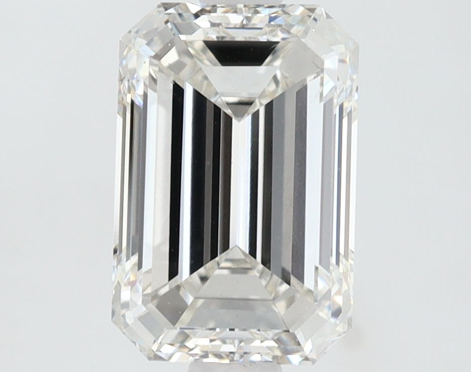 1.5 Carat Emerald Lab Diamond with  Cut Diamond in 14KT  view 1
