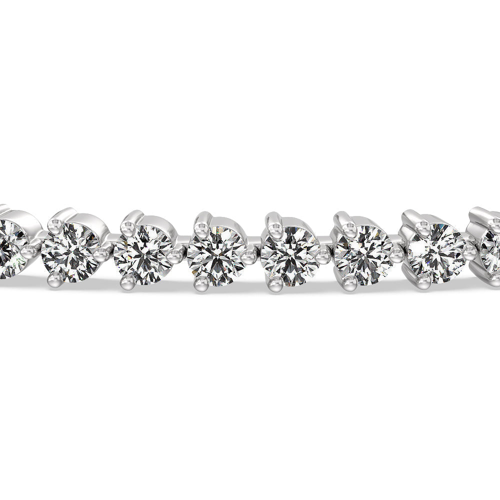 Three Prong Natural Diamond Tennis Bracelet with 1 3/4 Cut Diamond in 14KT White Gold view 4
