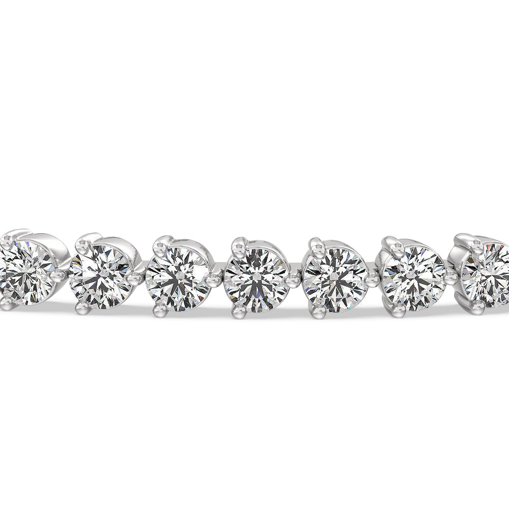 Three Prong Lab Diamond Tennis Bracelet with 5 Cut Diamond in 14KT White Gold view 4
