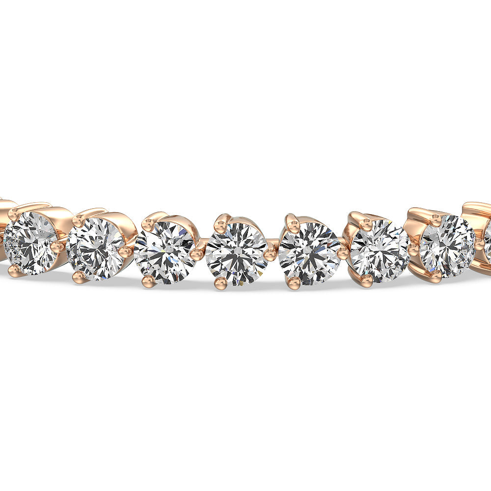 Three Prong Lab Diamond Tennis Bracelet with 11 Cut Diamond in 14KT Rose Gold view 4
