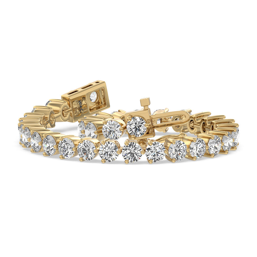 Three Prong Lab Diamond Tennis Bracelet with 11 Cut Diamond in 14KT Yellow Gold view 3
