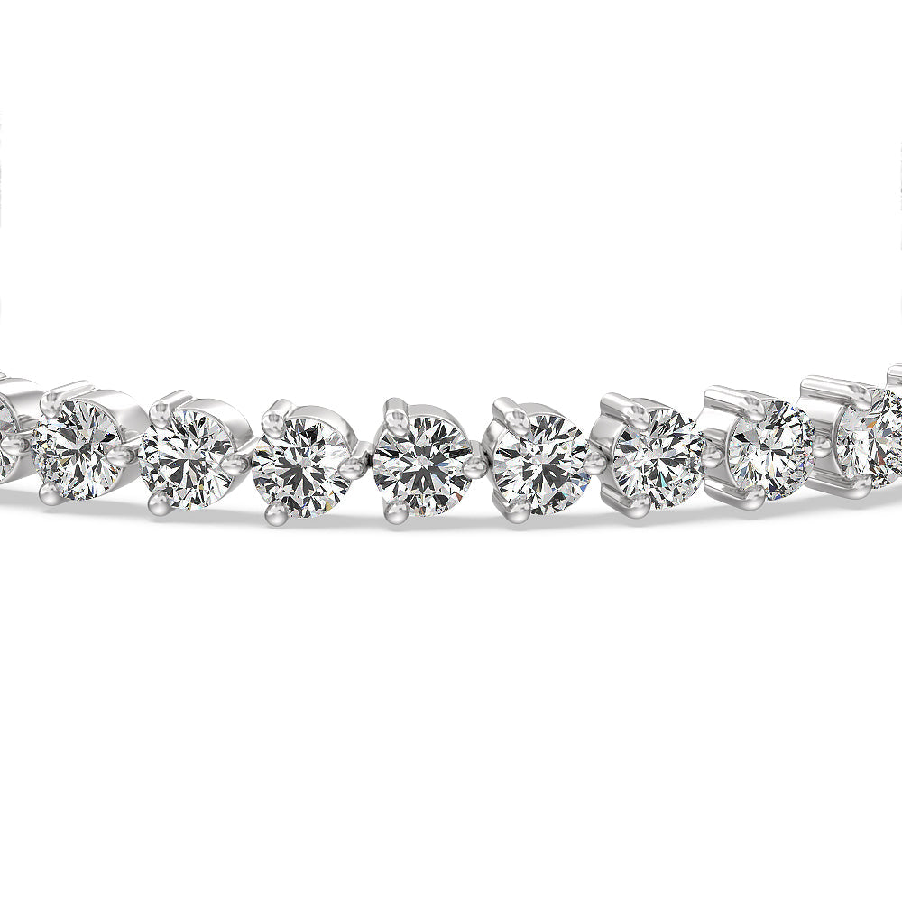 Three Prong Lab Diamond Tennis Bracelet with 12 Cut Diamond in 14KT White Gold view 4
