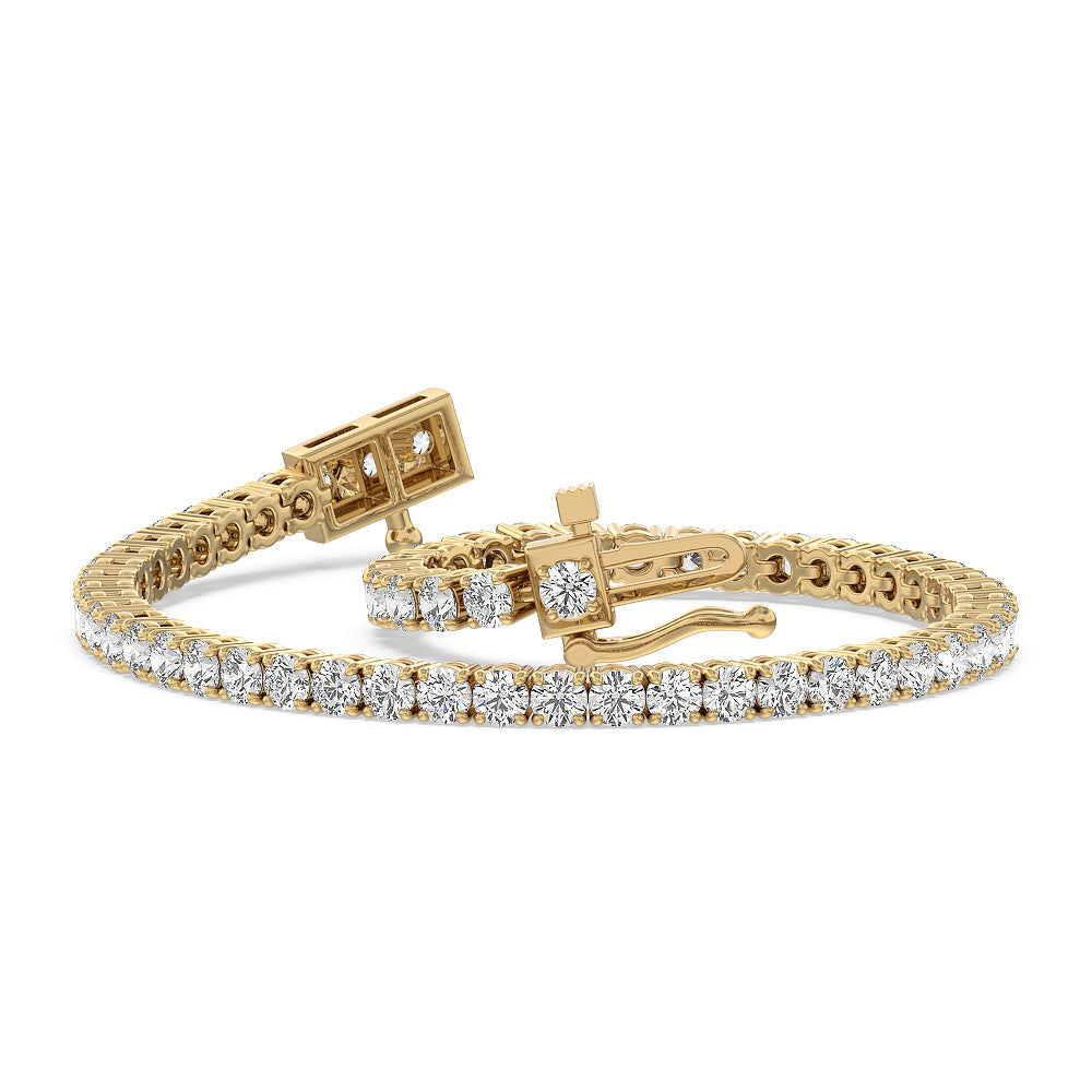 Four Prong Lab Diamond Tennis Bracelet with 5 Cut Diamond in 14KT Yellow Gold view 3
