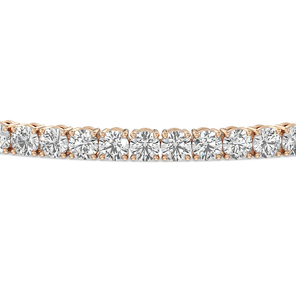 Four Prong Lab Diamond Tennis Bracelet with 6 Cut Diamond in 14KT Rose Gold view 3
