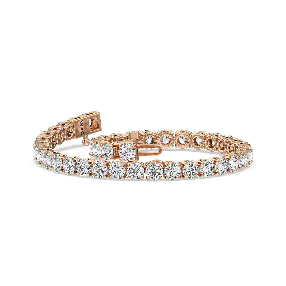 Four Prong Lab Diamond Tennis Bracelet with 9 Cut Diamond in 14KT Rose Gold view 3
