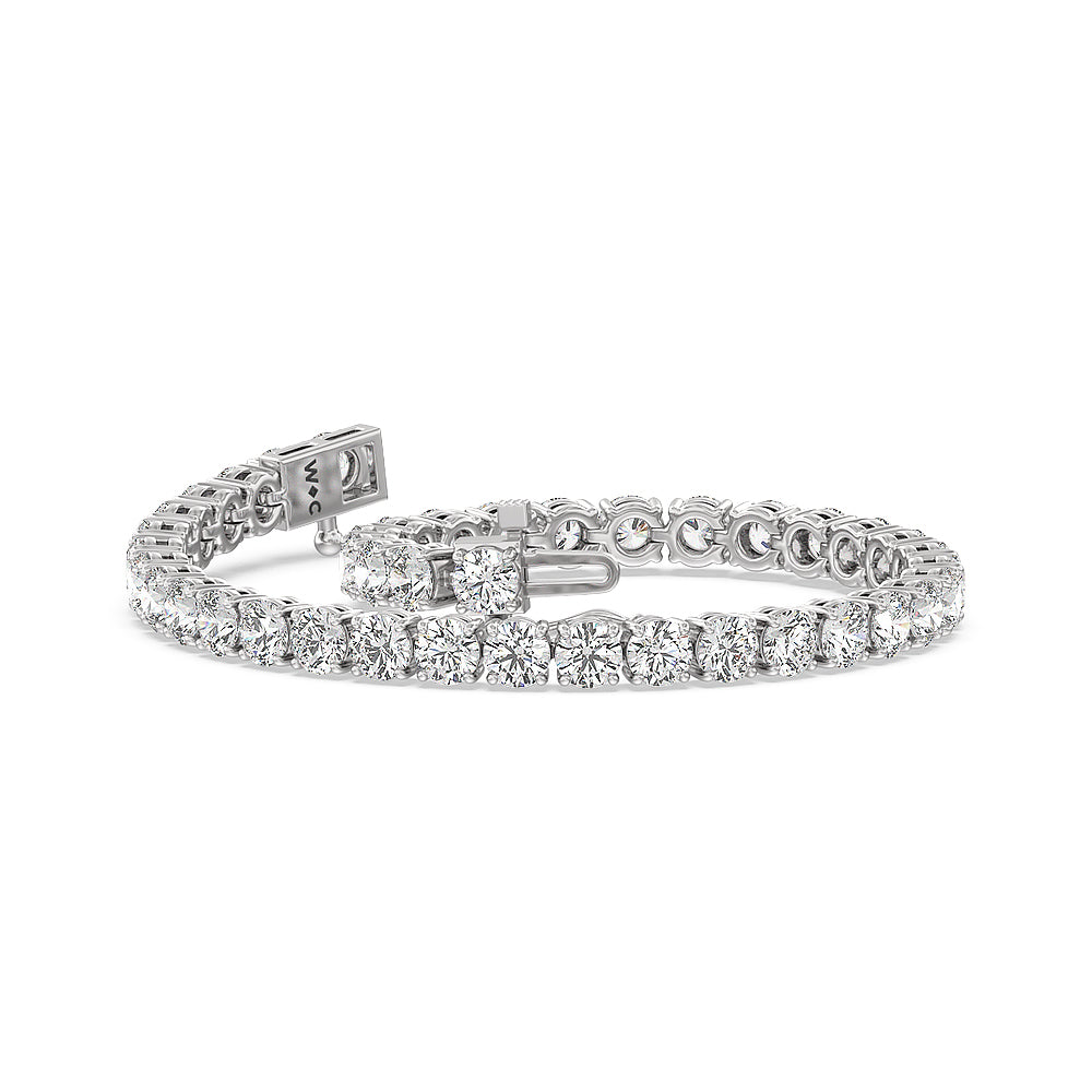 Four Prong Lab Diamond Tennis Bracelet with 9 Cut Diamond in 14KT White Gold view 3
