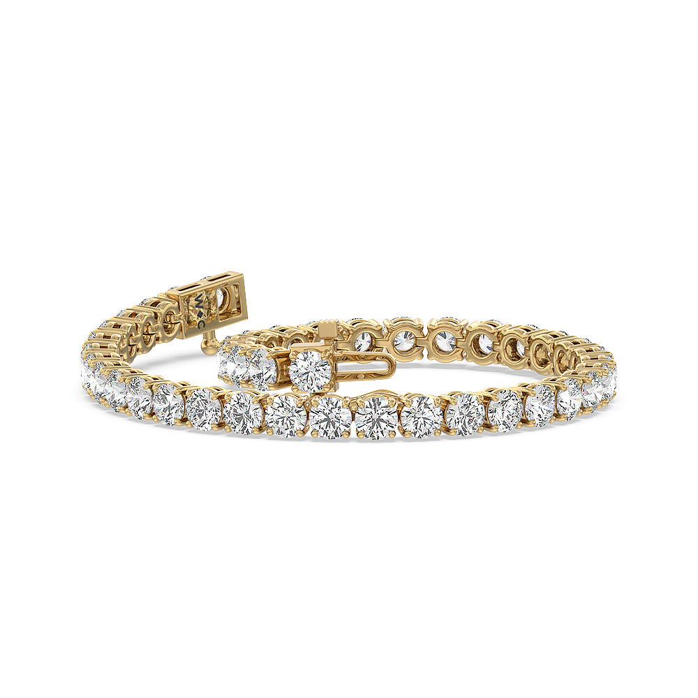Four Prong Lab Diamond Tennis Bracelet with 9 Cut Diamond in 14KT Yellow Gold view 3
