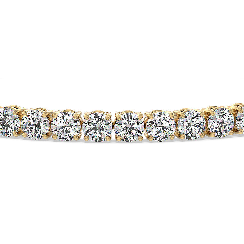 Four Prong Lab Diamond Tennis Bracelet with 9 Cut Diamond in 14KT Yellow Gold view 4
