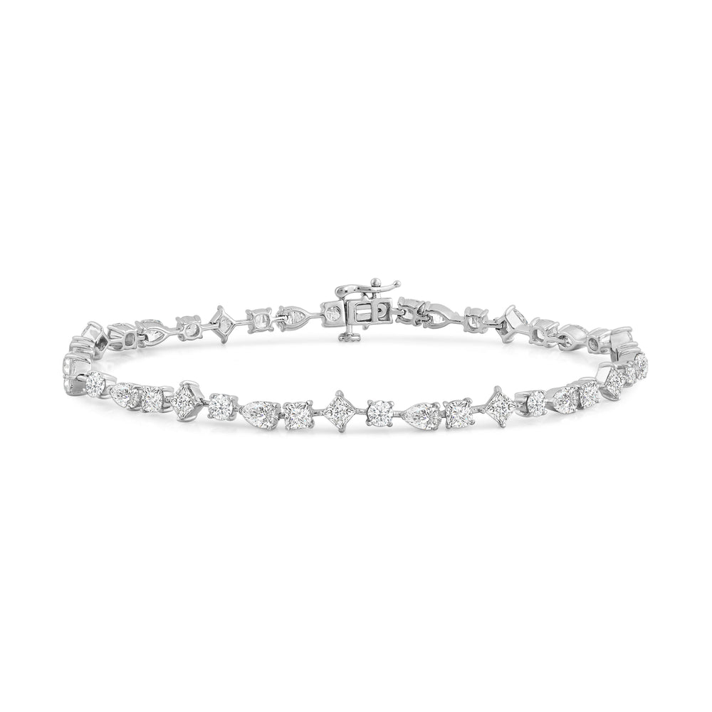 Mixed Shape Lab Created Diamonds Tennis Bracelet with Lab Cut Diamond in 14KT White Gold view 1
