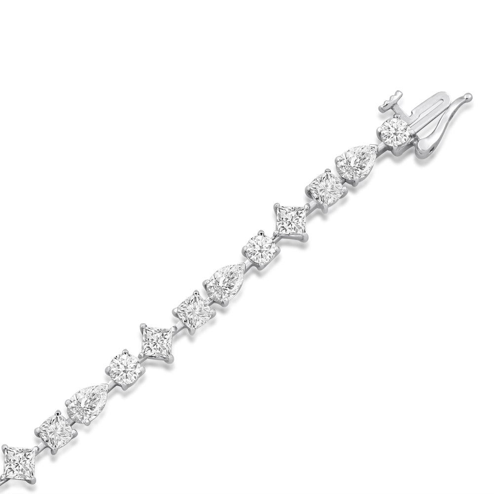 Mixed Shape Lab Created Diamonds Tennis Bracelet with Lab Cut Diamond in 14KT White Gold view 4
