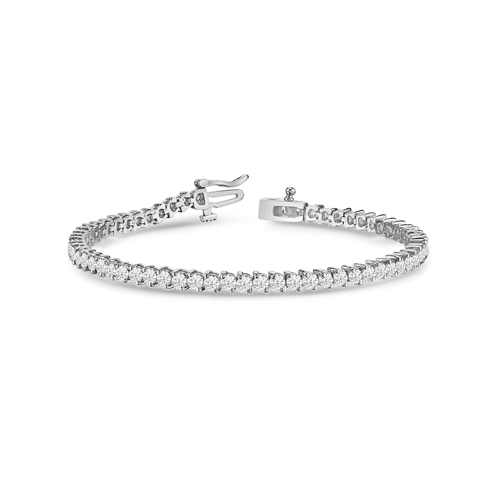 Edgy 2-Prong Lab Diamond Tennis Bracelet with 2 Cut Diamond in 14KT White Gold view 1
