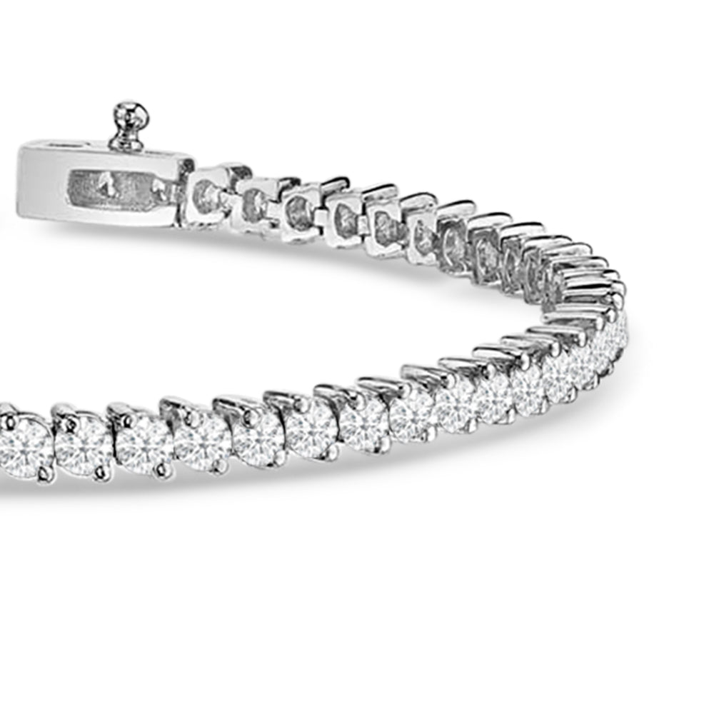 Edgy 2-Prong Lab Diamond Tennis Bracelet with 3 Cut Diamond in 14KT White Gold view 2
