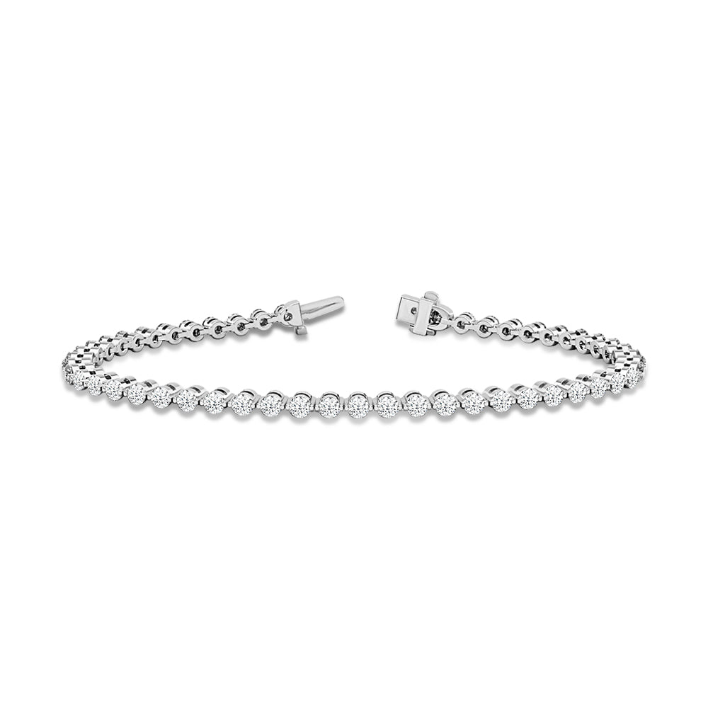 Classic Single Row Lab Diamond Tennis Bracelet with 4 Cut Diamond in 14KT White Gold view 1
