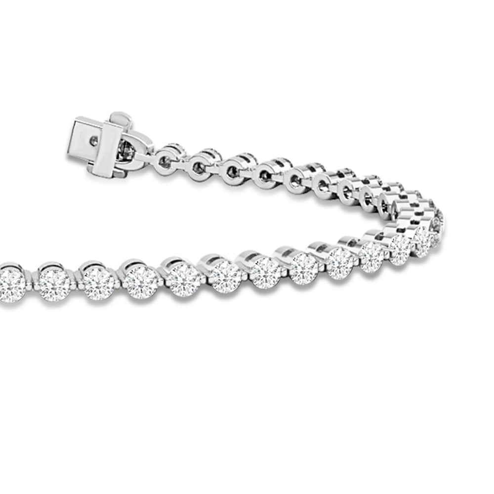 Classic Single Row Lab Diamond Tennis Bracelet with 4 Cut Diamond in 14KT White Gold view 2
