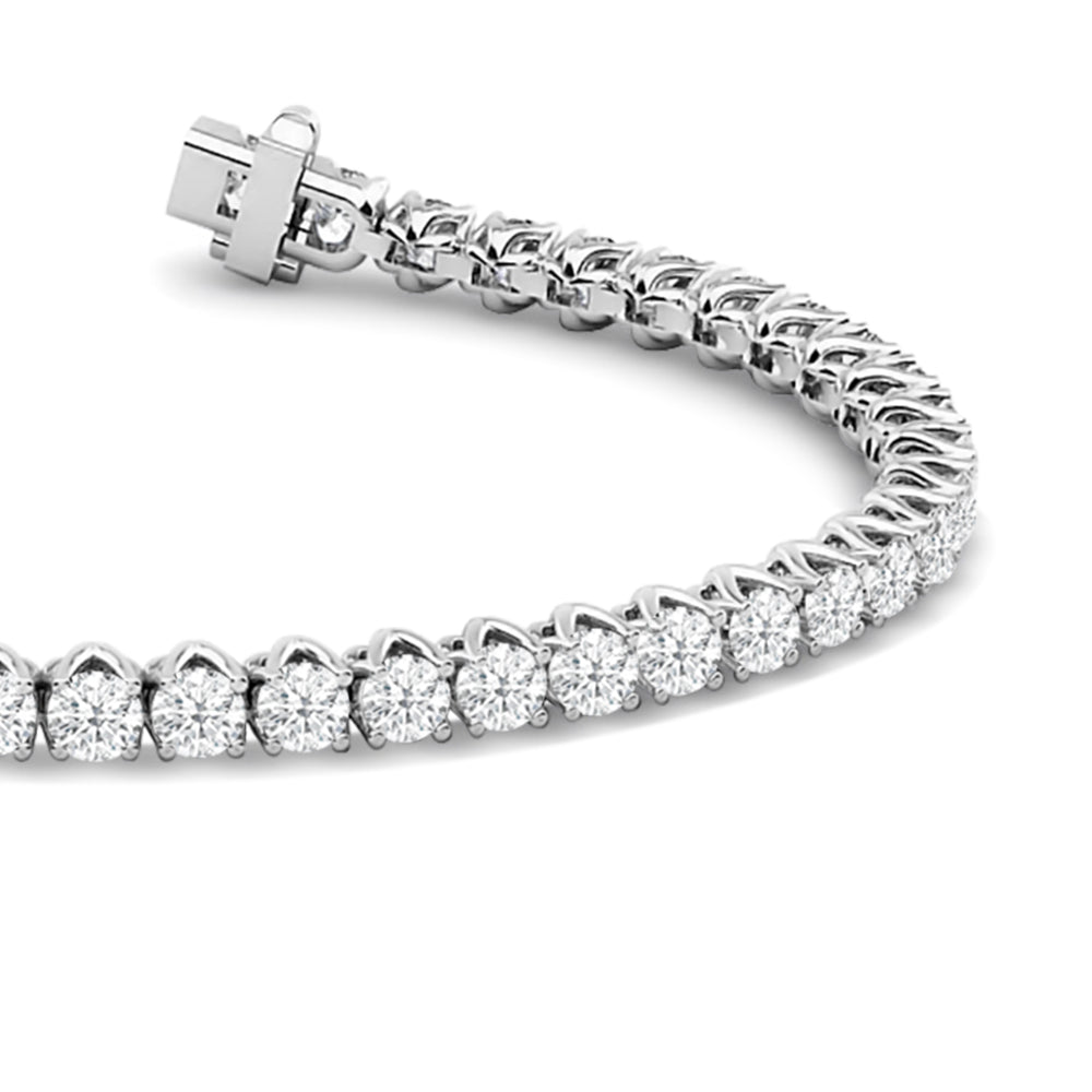 Tulip Prong Round Lab Diamond Tennis Bracelet with  Cut Diamond in 14KT  view 2
