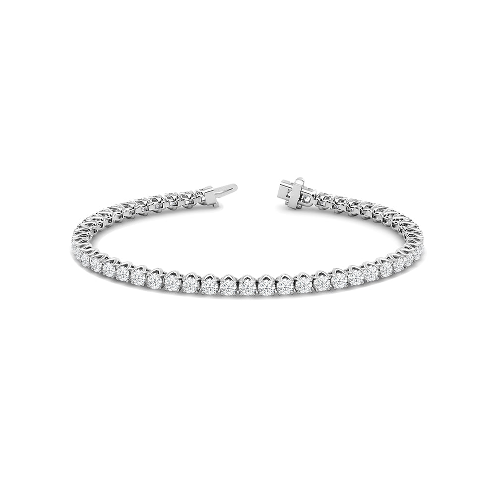 Tulip Prong Round Lab Diamond Tennis Bracelet with 4 Cut Diamond in 14KT White Gold view 1
