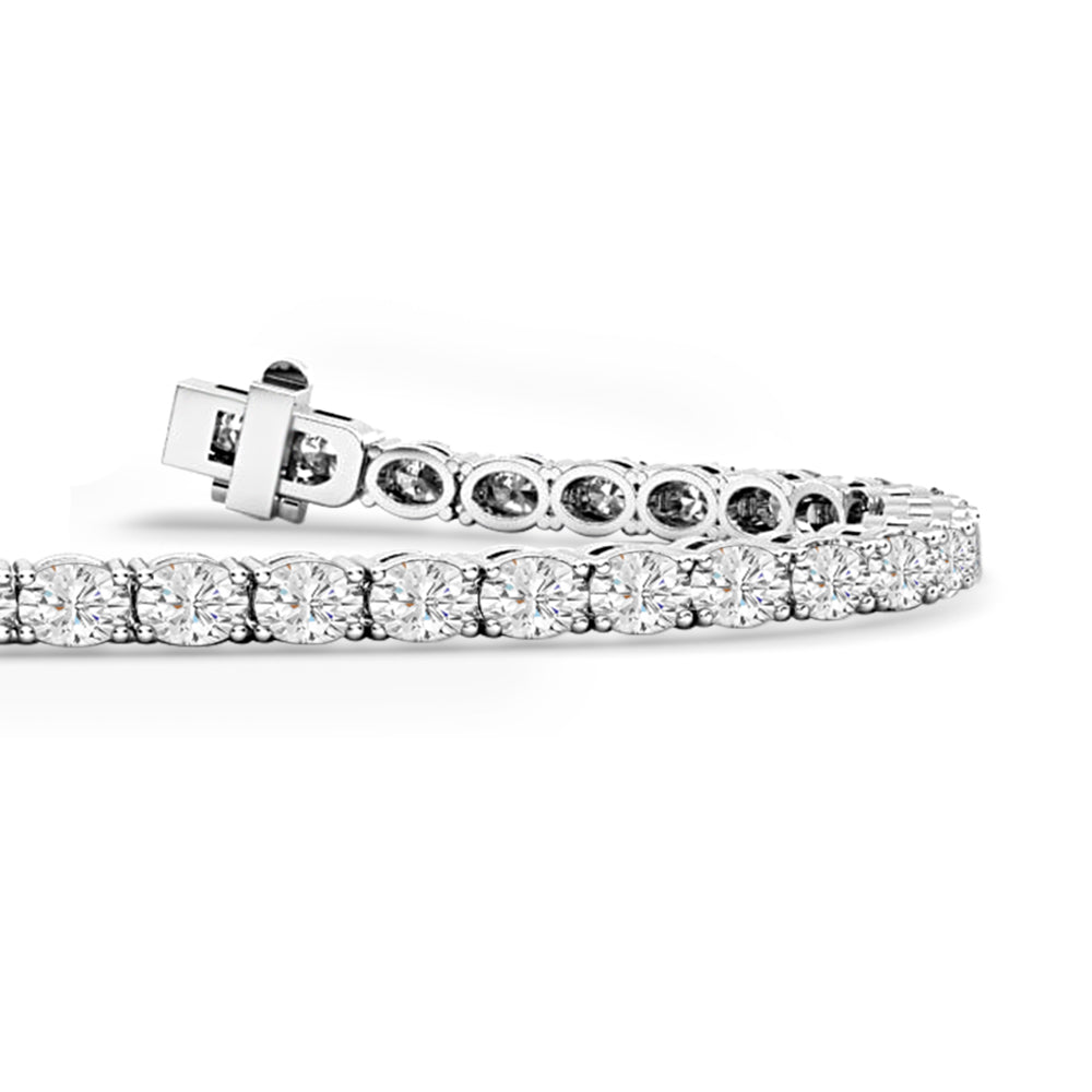 Oval Basket Diamond Tennis Bracelet with 4 Cut Diamond in 14KT White Gold view 2
