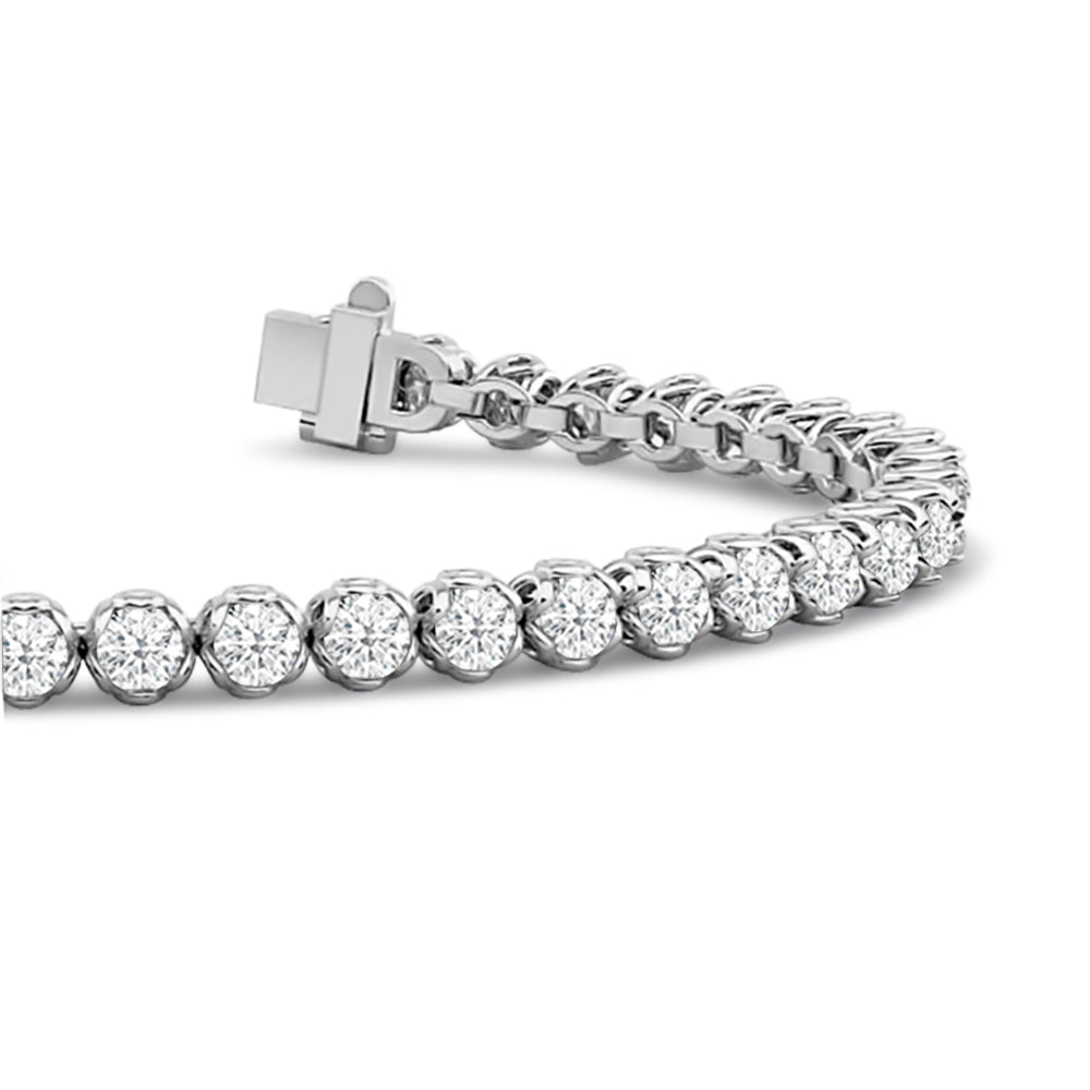 Leaf Basket Lab Diamond Tennis Bracelet with 6 Cut Diamond in 14KT White Gold view 2
