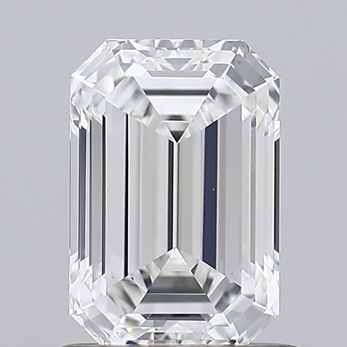 1.03 Carat Emerald Lab Diamond with  Cut Diamond in 14KT  view 1
