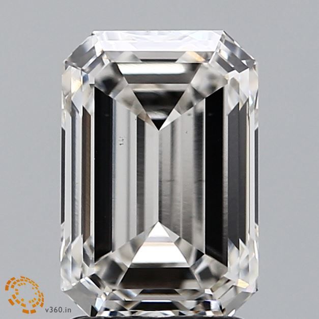 2.62 Carat Emerald Lab Diamond with  Cut Diamond in 14KT  view 1
