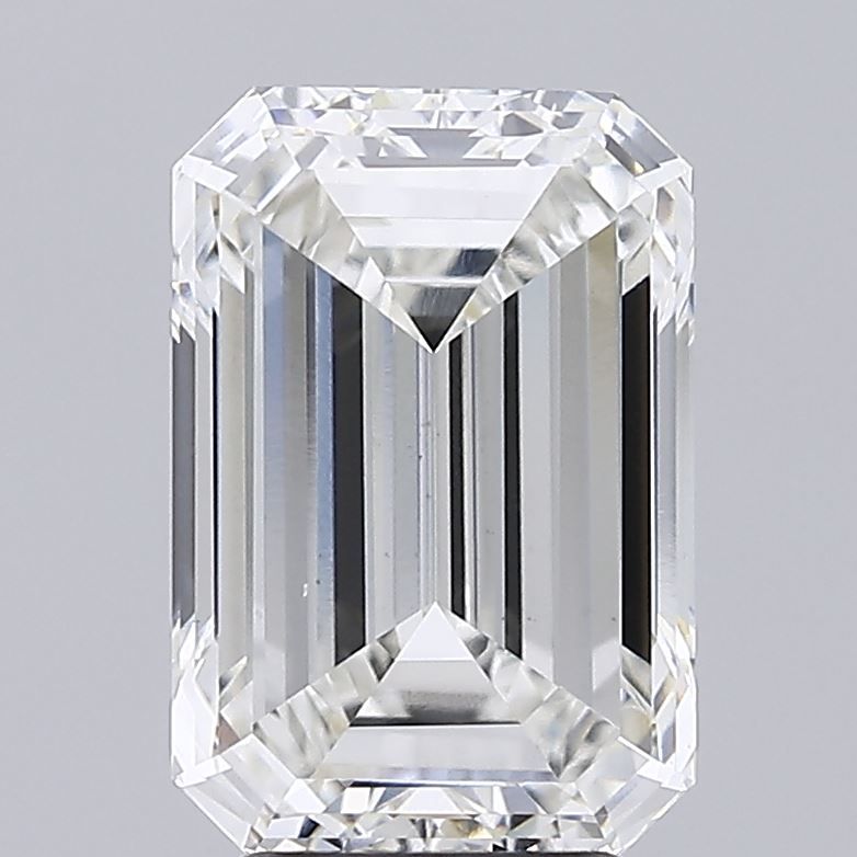 5.01 Carat Emerald Lab Diamond with  Cut Diamond in 14KT  view 1
