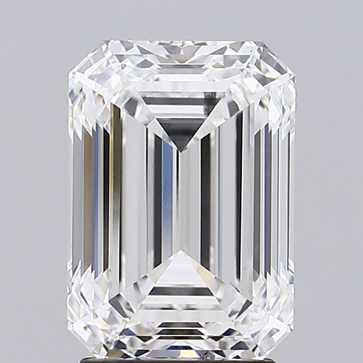3.05 Carat Emerald Lab Diamond with  Cut Diamond in 14KT  view 1
