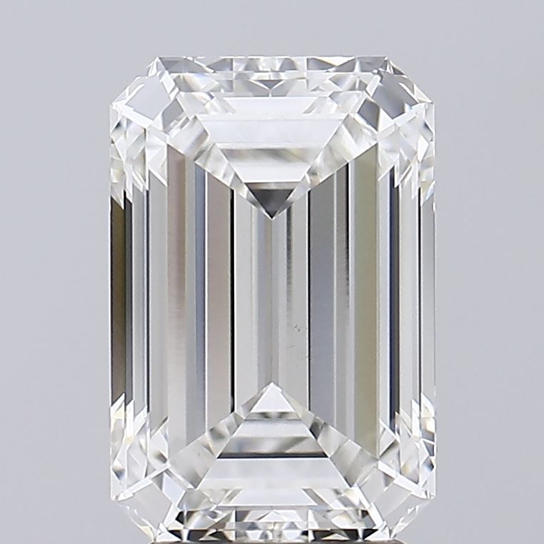 3.55 Carat Emerald Lab Diamond with  Cut Diamond in 14KT  view 1
