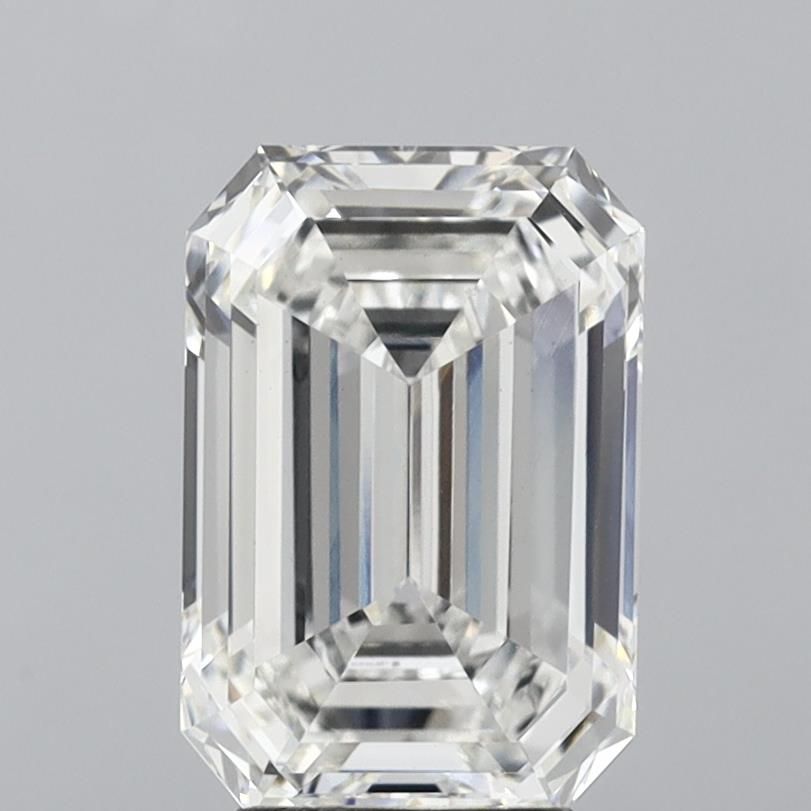 4.09 Carat Emerald Lab Diamond with  Cut Diamond in 14KT  view 1
