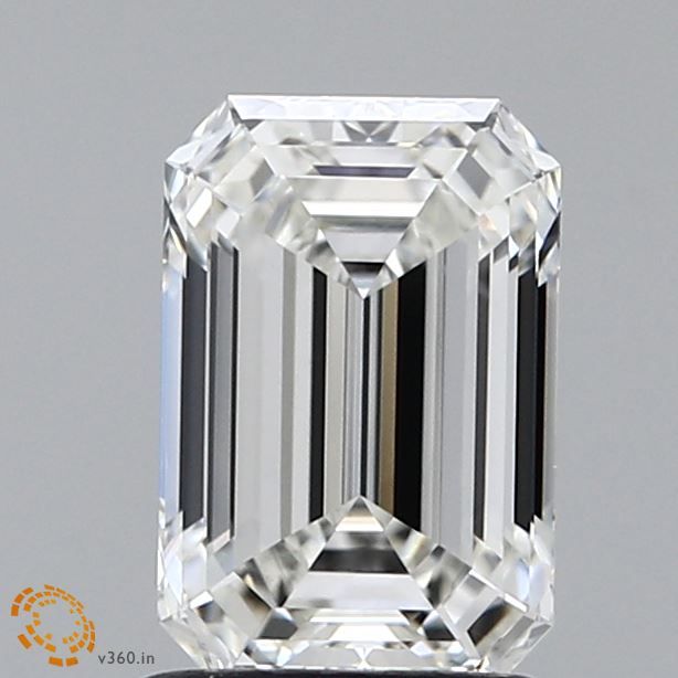 1.53 Carat Emerald Lab Diamond with  Cut Diamond in 14KT  view 1
