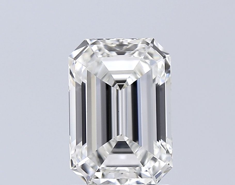 2.05 Carat Emerald Lab Diamond with  Cut Diamond in 14KT  view 1
