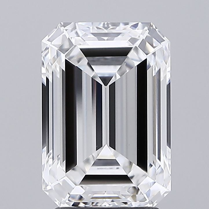 2.94 Carat Emerald Lab Diamond with  Cut Diamond in 14KT  view 1
