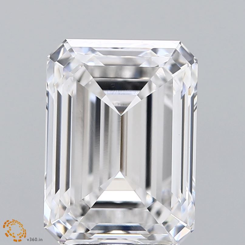 4.49 Carat Emerald Lab Diamond with  Cut Diamond in 14KT  view 1
