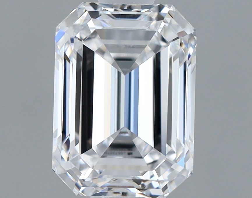 1.0 Carat Emerald Lab Diamond with  Cut Diamond in 14KT  view 1
