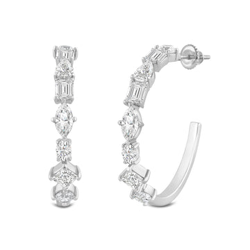 mixed shape diamond hoop earring